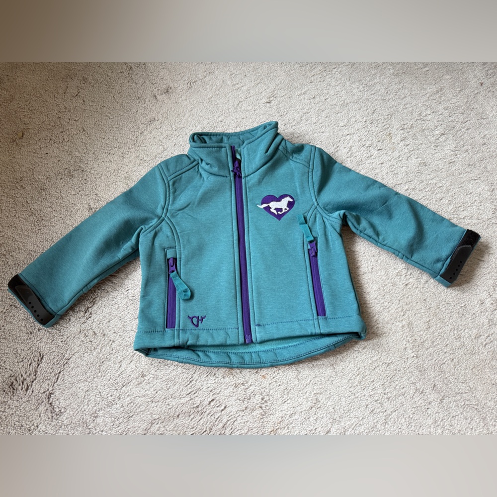 Children's Teal Poly Shell Jacket with Purple Details